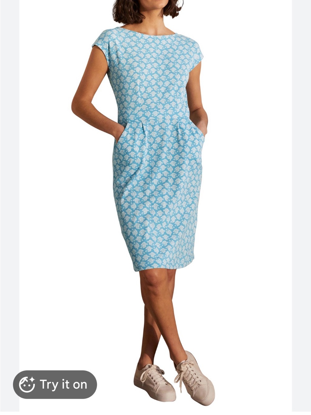 Boden Florrie Jersey Dress Dawn Blue Bird Tile 16/18R